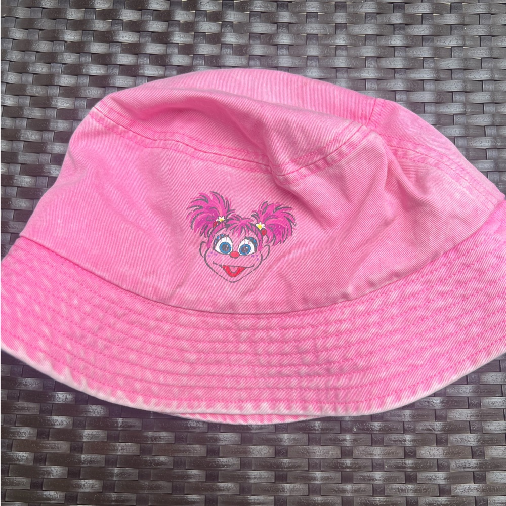 Pink Bucket Hat with Cartoon Face